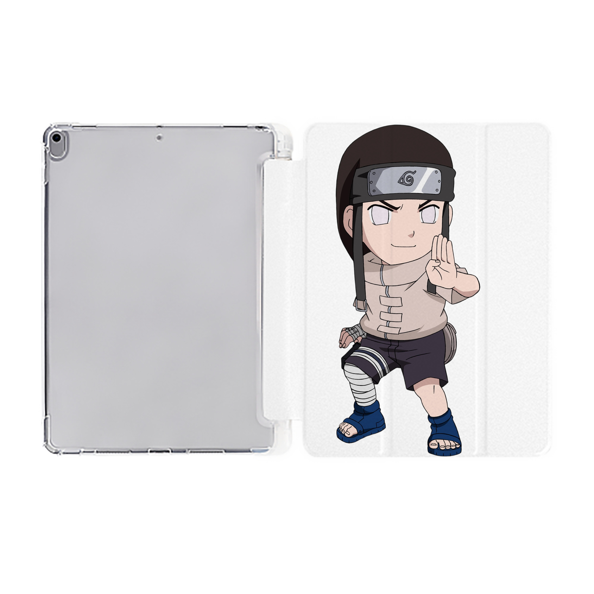 （画像用） NARUTO -ナルト- 日向ネジ Hyūga Neji IPad ケース ペン収納付き 三つ折りスタンド PUレザー×シリコン 対応機種9.5/10.5/10.9インチ